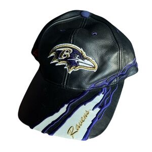 VINTAGE REEBOK NFL BALTIMORE RAVENS LEATHER STRAPBACK HAT